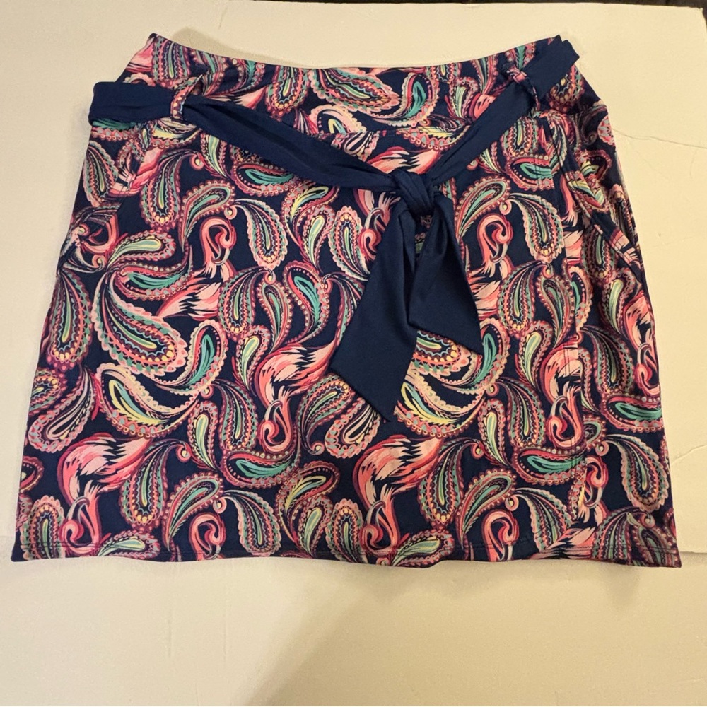 Size Large 18 Birdies Paisley Print Women's Skirt with Navy Accents
